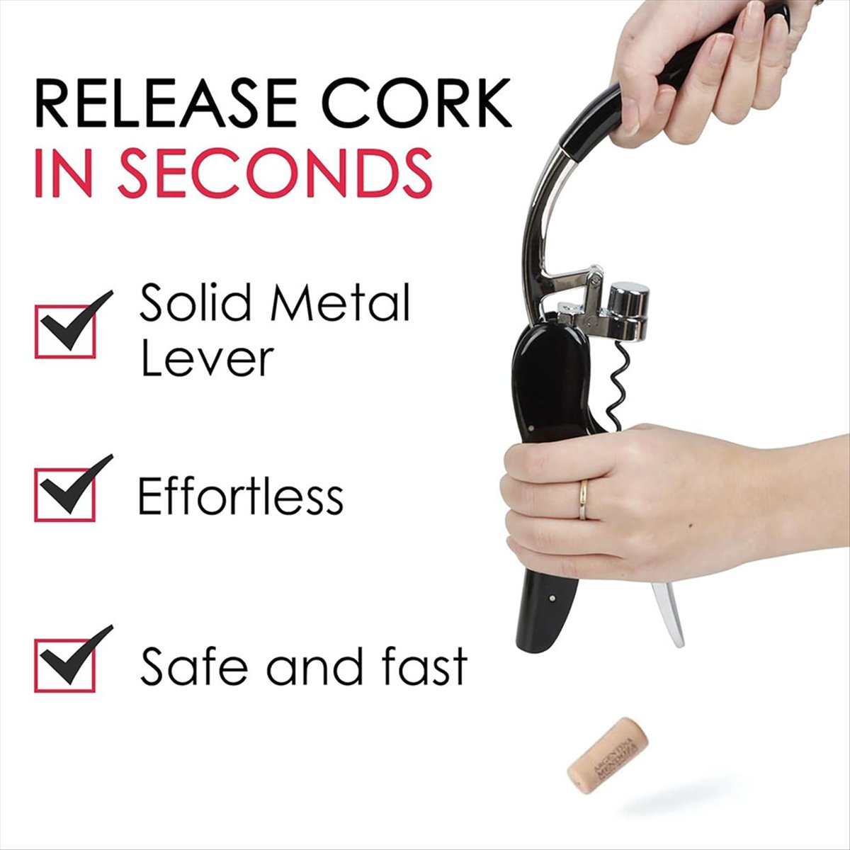 Cork Screw Lever - A24I Stainless Steel Wine Bottle Opener,