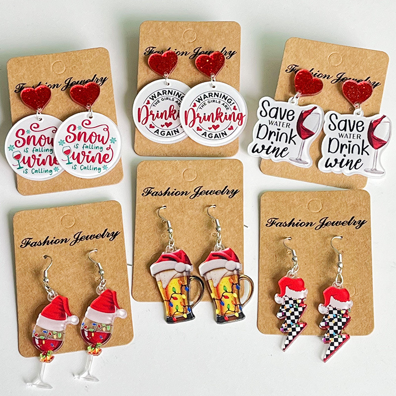 New Christmas Earrings Christm - Wine Beer Hat review and price