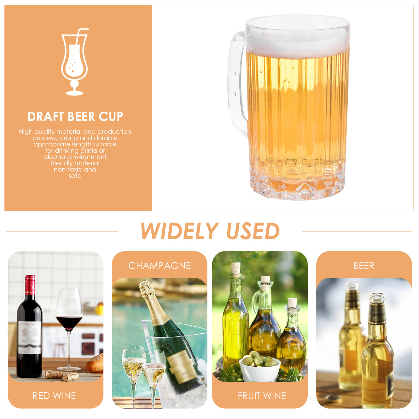 2Pcs 500Ml Premium Thick Plast - Beer Mug Handled review and price