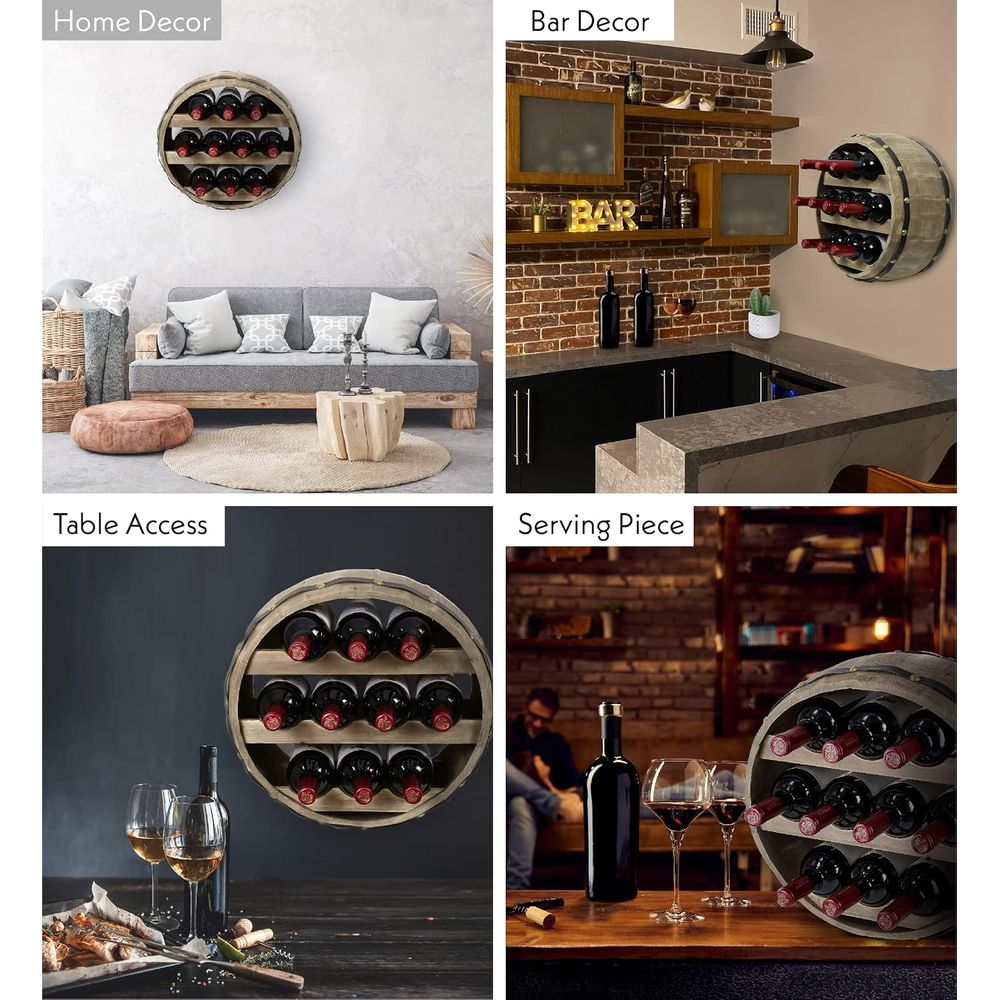 Natural Wood Industrial Wall M - Wine Rack Wall Mount review and price