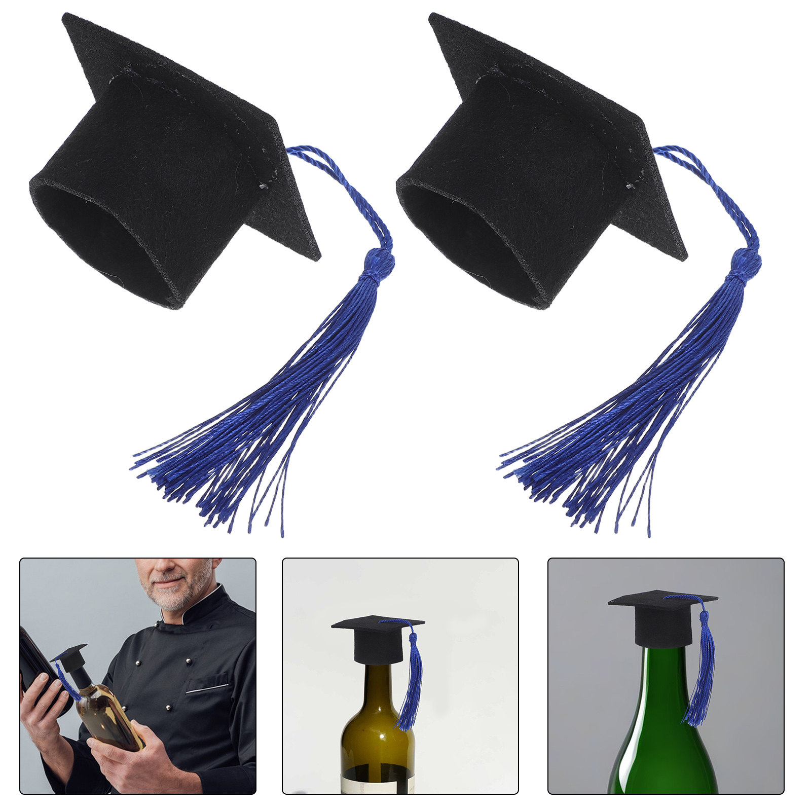 6Pcs Doctoral Hat Wine Bottle  - Wine Beer Hat review and price