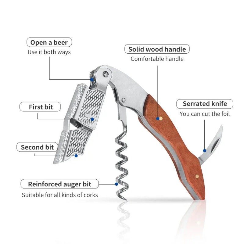 Stainless Steel and Wood 1pc S - Cork Screw Lever review and price